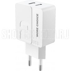 MORE CHOICE (4627151191768) NC46a СЗУ 2USB 2.4A для Type-C 1м White