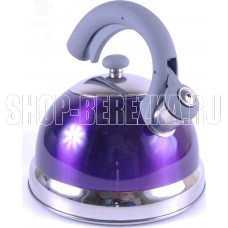 TIMA Чайник 2,5л., (фиол. с серой ручкой), капс.дно, силикон.ручка K-24