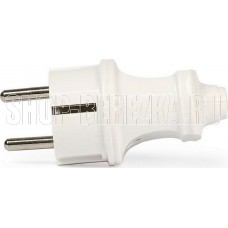 SMARTBUY (SBE-16-P01-w) Вилка прямая с заземлением белая 16А 250В