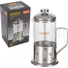MALLONY Чайник/кофейник (кофе-пресс) Caffe, 600 мл, из жаропр стекла, в корпусе из нерж стали, B535-600ML (950146)