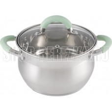 MALLONY Кастрюля MENTOLO, 2,6 л, из нержавеющей стали с крышкой, ручки с силиконом (103576)