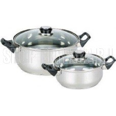 MALLONY Набор посуды из 4 предметов BAKS-SET-4 из нерж стали (2 кастрюли с крышками ? 2/2,8 л; 18/20 см-диа) (981054)