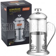 MALLONY Чайник/кофейник (кофе-пресс) NERO 600 мл из боросиликатного стекла, цвет ? черный (950066)