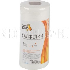 РЫЖИЙ КОТ Салфетки из спанлейса в рулоне с перфорацией 25*30см, 100шт. (002925)