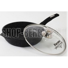МЕЧТА С24802 Гранит black 24см с несъемной ручкой и стекл. крышкой