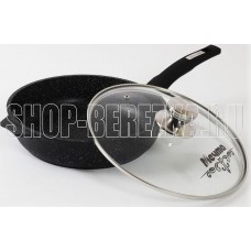 МЕЧТА С28802 Гранит black 28см с несъемной ручкой и стекл. крышкой