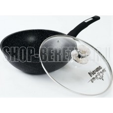 МЕЧТА С78802 Гранит black 28см с несъемн. ручкой и стекл. крышкой