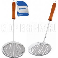MULTIDOM Шумовка хром дерев. ручка AN50-33
