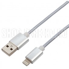 REXANT (18-7051) Кабель REXANT USB-Lightning 1 м, серебристая нейлоновая оплетка