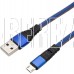 REXANT (18-1163) Кабель REXANT USB-microUSB 1 м, плоский провод, синяя джинсовая оплетка