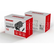 REXANT (200-024-5) Источник питания 110-220 V AC/5 V DC 3 А 15 W с DC разъемом подключения 5.5х2.1, без влагозащиты (IP23)