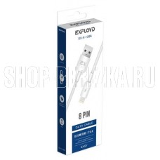 EXPLOYD EX-K-1386 Дата-кабель USB - 8 Pin 2.4A 0.25M круглый силикон белый