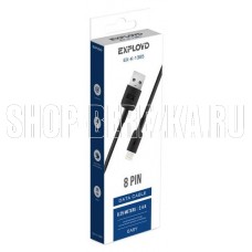 EXPLOYD EX-K-1385 Дата-кабель USB - 8 Pin 2.4A 0.25M круглый силикон чёрный