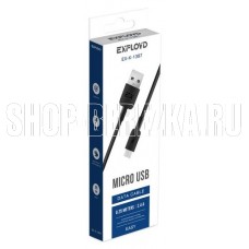 EXPLOYD EX-K-1387 Дата-кабель USB - microUSB 2.4A 0.25M круглый силикон чёрный