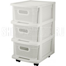 KEEPLEX KL379522048 Ajur с корзинами на колесиках трехсекционный компакт 37х30х52см белое облако