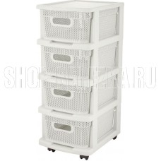 KEEPLEX KL379622048 Ajur с корзинами на колесиках четырехсекционный компакт 37х30х69см белое облако