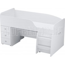 POLINI Кровать-чердак детская Polini kids Simple 4500 с рабочей зоной, белый (5кор)