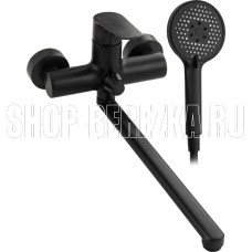 MAGNUS 8770 Смеситель в ванную длинный излив, чёрного цвета, шаровый, с дивертором на корпусе 8770