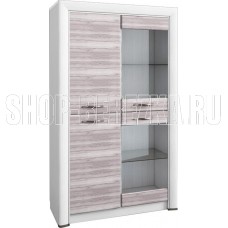 АНРЭКС OLIVIA Шкаф-витрина 2V2D, цвет вудлайн крем/дуб анкона