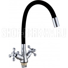 GOTA ROCIO G095532-GOTA Barcelona Смеситель д/кухни с 2-мя рукоятками с высоким силиконовым изливом, креп. гайка