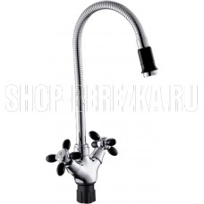 АНТЕЙ 5770716-ANT Радуга Смеситель д/кухни с 2-мя рукоятками, с силиконовым изливом, креп.гайка, черный