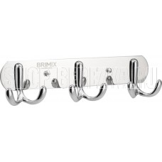 BRIMIX 513 Крючок для полотенца на планке 3шт, двойные, нержавеющая сталь, хромированная
