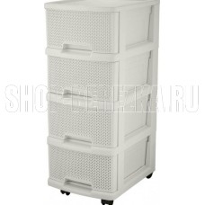 KEEPLEX KL379422048 Ajur с ящиками на колесиках четырехсекционный компакт белое облако