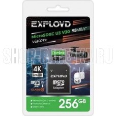 EXPLOYD MicroSDXC 256GB Class 10 (U3) V30 Vision + адаптер SD 95 MB/s [EX256GCSDXC10-U3-V30]