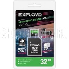 EXPLOYD MicroSDHC 32GB Class 10 (U1) V10 Vision + адаптер SD (95 MB/s) [EX32GCSDHC10-U1-V10]