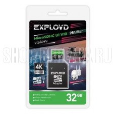 EXPLOYD MicroSDHC 32GB Class 10 (U1) V10 Vision + адаптер SD (95 MB/s) [EX32GCSDHC10-U1-V10]