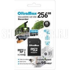 OLTRAMAX MicroSDXC 256GB Class 10 (U3) V30 Recorder + адаптер (SD 95 MB/s) [OM256GCSDXC10-U3-V30}