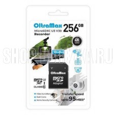 OLTRAMAX MicroSDXC 256GB Class 10 (U3) V30 Recorder + адаптер (SD 95 MB/s) [OM256GCSDXC10-U3-V30}