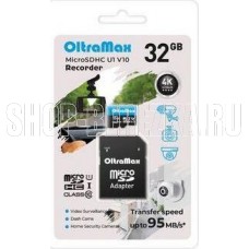 OLTRAMAX MicroSDHC 32GB Class 10 (U1) V10 Recorder + адаптер ( SD 95 MB/s) [OM32GCSDHC10-U1-V10]