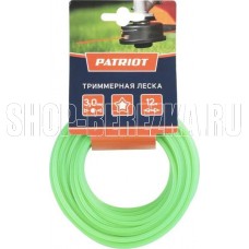 PATRIOT 805205123 Леска D 3,0 мм L 12 м (звезда, зеленая) 300-12-3, картонный подвес