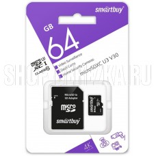 SMARTBUY (SB64GBSDCCTV) micro SDXC 064GB cl10 U3 V30 + адаптер