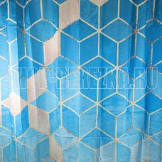 САНАКС 01-89 Штора с рисунком голубые КУБЫ, в ванную комнату, без колец - полиэстэр