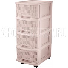 KEEPLEX KL379422005 Ajur с ящиками на колесиках четырехсекционный компакт 37х30х69см бежевый топаз