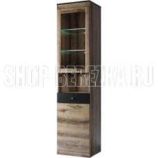 АНРЭКС JAGGER Шкаф с витриной 1V1D1SN цвет Дуб монастырский /Черный (4 уп.)