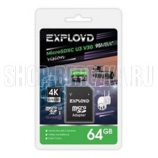 EXPLOYD MicroSDXC 64GB Class 10 (U3) V30 Vision + адаптер (SD 95 MB/s) [EX64GCSDXC10-U3-V30]