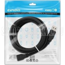 EXPLOYD EX-K-1481 удлинитель USB/USB-A/2.0/чёрный/3M