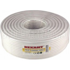 REXANT (01-2221) RG-6U, 75Ом, Cu/Al/Cu, 64%, 100м, INDOOR, белый