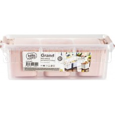 HOBBY LIFE HL021065P Контейнер для хранения GRAND розовый 3 секции 11.3x27.3x9см высокий