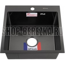 GFFRANK 50502G Мойка врезная 50х50 см цвет графит, толщина 2,0 х 0,6 мм, глубина 200 мм + большой сифон с переливом