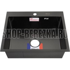 GFFRANK 60502G Мойка врезная 60х50 см цвет графит, толщина 2,0 х 0,6 мм, глубина 200 мм + большой сифон с переливом