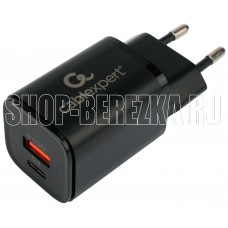 Cablexpert (21078) MP3A-PC-43, QC3.0/PD, 2 порта: USB и Type-C, черный, пакет