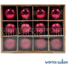WINTER GLADE Набор ёлочных шаров пластик, 6 см, 12 шт, красный микс, 6012G003
