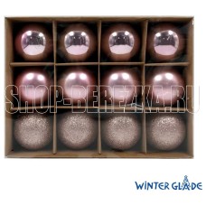 WINTER GLADE Набор ёлочных шаров пластик, 6 см, 12 шт, розовый микс, 6012G006