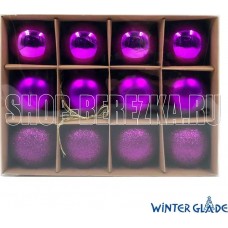 WINTER GLADE Набор ёлочных шаров пластик, 6 см, 12 шт, фиолетовый микс, 6012G005 WINTER GLADE Набор ёлочных шаров пластик, 6 см, 12 шт, фиолетовый микс, 6012G005