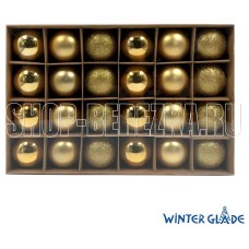 WINTER GLADE Набор ёлочных шаров пластик, 6 см, 24 шт, золотой микс, 6024G001