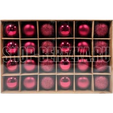 WINTER GLADE Набор ёлочных шаров пластик, 6 см, 24 шт, красный микс, 6024G003